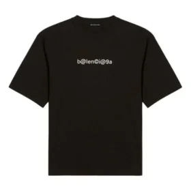 Maglietta da uomo Balenciaga Symbolic a maniche corte con stampa alfabetica e collo rotondo, nera 620969TIV501070 Maglietta da uomo Balenciaga Symbolic a maniche corte con stampa alfabetica e collo rotondo, nera 620969TIV501070