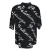 Maglietta minimal a maniche corte con logo scarabocchiato “Black White” 681813TML131070