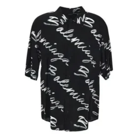 Maglietta minimal a maniche corte con logo scarabocchiato “Black White” 681813TML131070 Maglietta minimal a maniche corte con logo scarabocchiato “Black White” 681813TML131070