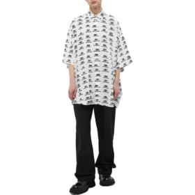 Maglietta oversize con logo BB “White Black” 725382TNL889040