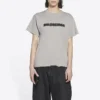 Maglietta unisex a maniche corte, stile retrò classico, con logo sfocato e fori, grigia 661705TKVD58174