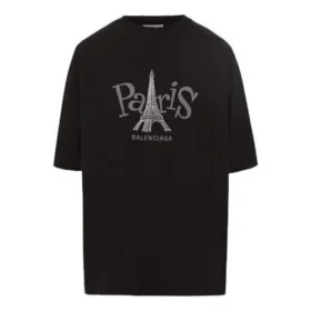 Maglietta unisex con stampa “Paris”, girocollo, nera 594599TGV661000 Maglietta unisex con stampa “Paris”, girocollo, nera 594599TGV661000