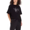 Maglietta unisex con stampa “Paris”, girocollo, nera 594599TGV661000