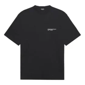 Maglietta unisex SS21 con stampa aziendale, girocollo e maniche corte, nera 612966TKV861070 Maglietta unisex SS21 con stampa aziendale, girocollo e maniche corte, nera 612966TKV861070