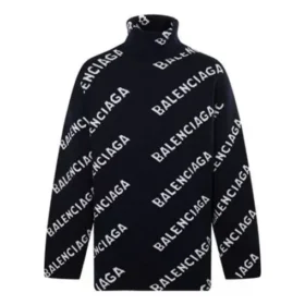 Maglione a collo alto con logo su tutta la superficie “Black White” 621018T15674177