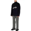 Maglione a collo alto in cotone spazzolato con logo scarabocchiato “Navy” 625935T31828065