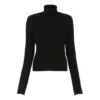Maglione a collo alto stampato a coste “Nero” 662722T32101070