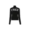 Maglione a collo alto stampato a coste “Nero” 662722T32101070