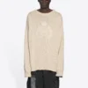 Maglione a collo rotondo in maglia con logo BB Laurel Crown “Beige” 664369T32119028