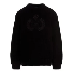 Maglione a collo rotondo in maglia con logo BB Laurel Crown “Nero” 664369T32111000