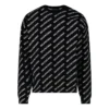 Maglione a girocollo con logo su tutta la superficie “Black White” 702952T32331070