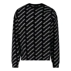 Maglione a girocollo con logo su tutta la superficie “Black White” 702952T32331070