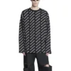 Maglione a girocollo con logo su tutta la superficie “Black White” 702952T32331070