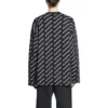 Maglione a girocollo con logo su tutta la superficie “Black White” 702952T32331070