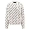Maglione con logo all-over “White Black” 736247T32339054
