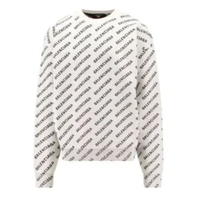 Maglione con logo all-over “White Black” 736247T32339054