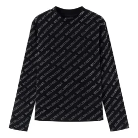 Maglione corto con motivo all-over “Black” 730402TNVQ91073