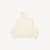 Maglione da donna con collo alto, da indossare al contrario, in bianco sporco