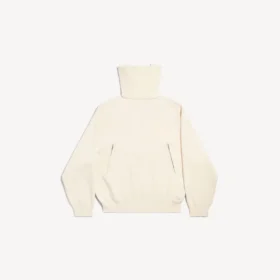 Maglione da donna con collo alto, da indossare al contrario, in bianco sporco