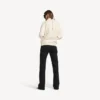 Maglione da donna con collo alto, da indossare al contrario, in bianco sporco