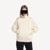 Maglione da donna con collo alto, da indossare al contrario, in bianco sporco