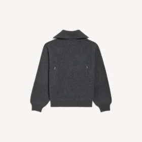 Maglione da donna con collo alto, da indossare al contrario, in grigio melange scuro