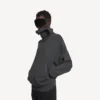 Maglione da donna con collo alto, da indossare al contrario, in grigio melange scuro