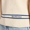 Maglione da donna con scollo a barchetta in blu navy/bianco