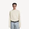 Maglione da uomo a girocollo color crema