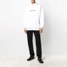 Maglione da uomo Balenciaga con logo, oversize, bianco 570811TIV559040