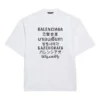 Maglione da uomo Balenciaga con stampa “Word”, collo rotondo e maniche corte, bianco 641614TJVI39040