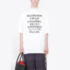 Maglione da uomo Balenciaga con stampa “Word”, collo rotondo e maniche corte, bianco 641614TJVI39040