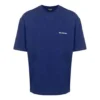 Maglione da uomo Balenciaga FW21 con logo, collo rotondo e maniche corte, blu 612966TIVG53967