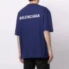 Maglione da uomo Balenciaga FW21 con logo, collo rotondo e maniche corte, blu 612966TIVG53967