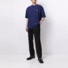 Maglione da uomo Balenciaga FW21 con logo, collo rotondo e maniche corte, blu 612966TIVG53967