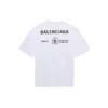 Maglione da uomo Balenciaga x WFP di prima generazione con stampa crossover e logo, collo rotondo, maniche corte, grigio 612966THV841167