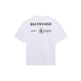 Maglione da uomo Balenciaga x WFP di prima generazione con stampa crossover e logo, collo rotondo, maniche corte, grigio 612966THV841167 Maglione da uomo Balenciaga x WFP di prima generazione con stampa crossover e logo, collo rotondo, maniche corte, grigio 612966THV841167