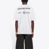 Maglione da uomo Balenciaga x WFP di prima generazione con stampa crossover e logo, collo rotondo, maniche corte, grigio 612966THV841167