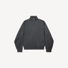 Maglione da uomo con mezza zip in grigio
