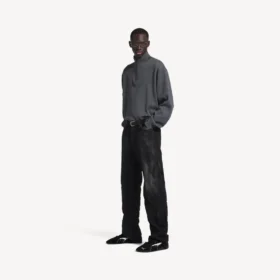 Maglione da uomo con mezza zip in grigio