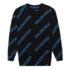 Maglione girocollo con logo su tutta la superficie “Black Blue” 625970T31781165