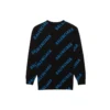 Maglione girocollo con logo su tutta la superficie “Black Blue” 625970T31781165