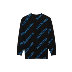 Maglione girocollo con logo su tutta la superficie “Black Blue” 625970T31781165