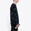 Maglione girocollo con logo su tutta la superficie “Black Blue” 625970T31781165