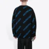 Maglione girocollo con logo su tutta la superficie “Black Blue” 625970T31781165