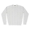 Maglione girocollo con logo su tutta la superficie “Light Grey White” 702952T32331461