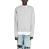 Maglione girocollo con logo su tutta la superficie “Light Grey White” 702952T32331461