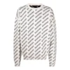 Maglione girocollo con logo su tutta la superficie “White Black” 702952T32339054