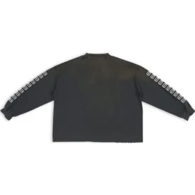 Maglione girocollo con ricamo BB sulla manica “Washed Black White” 699191TMVG79034