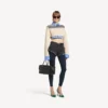Maglione ibrido da donna in blu navy/bianco
